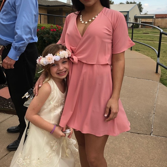 pink chiffon mini dress